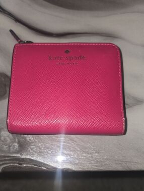 kate spade hot pink zip-around leather wallet